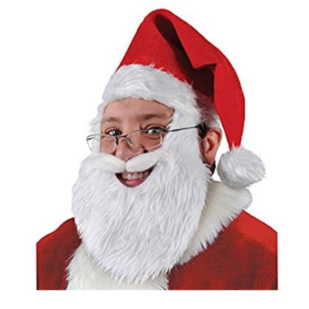 NWT Plush Christmas Santa Hat + Beard (Adult)